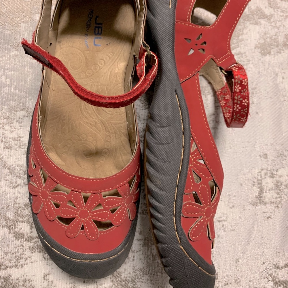 JBU Womens Red Vegan Sandals
